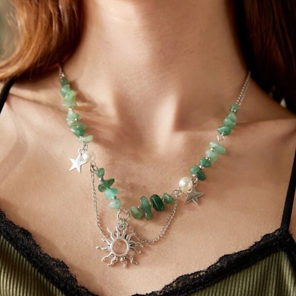 Beaded sun necklace M179 - Picture 1 of 4